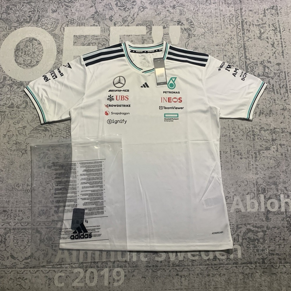 Adidas Mercedes-AMG Petronas F1 Motorsport Team Shirt - White Mens Size L NWT